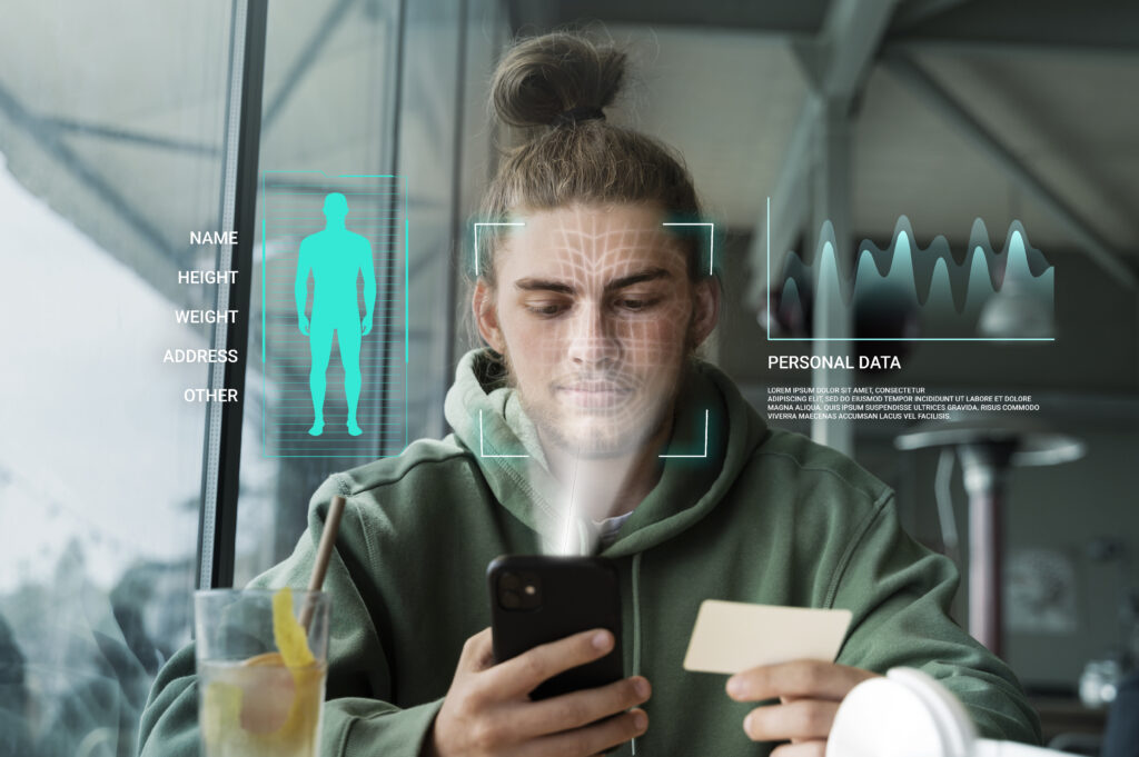 Imagem de uma pessoa fazendo cadastro do seu rosto para se passar por um diretor de uma empresa e aplicar um golpe de deepfake