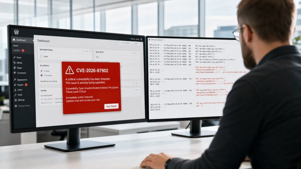 WordPress CVE-2026-87902: exploração em massa horas após o patch